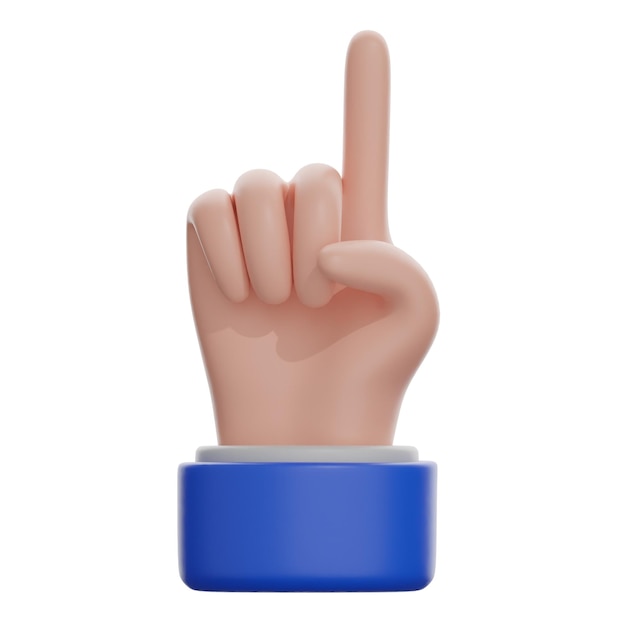 3D White Up Pointing Backhand Index Isolated Icon Illustration Render