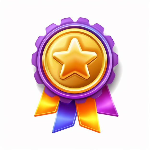 Photo 3d winner medal with ribbon star colors image ai generated art