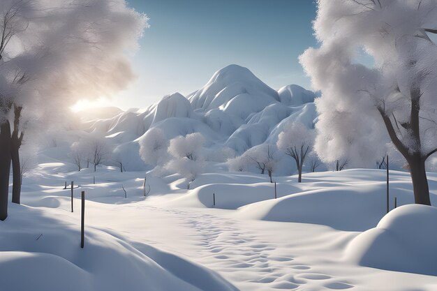 3d winter sneeuwlandschap
