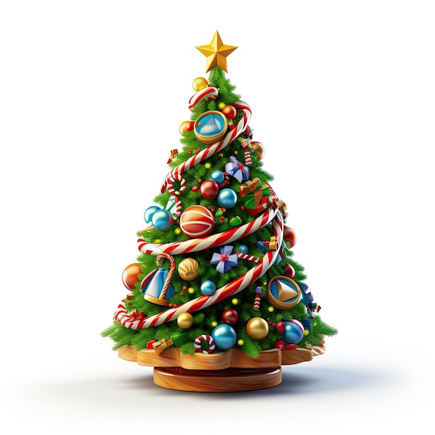 3D Winter Wonder Christmas Tree on a Clear Background