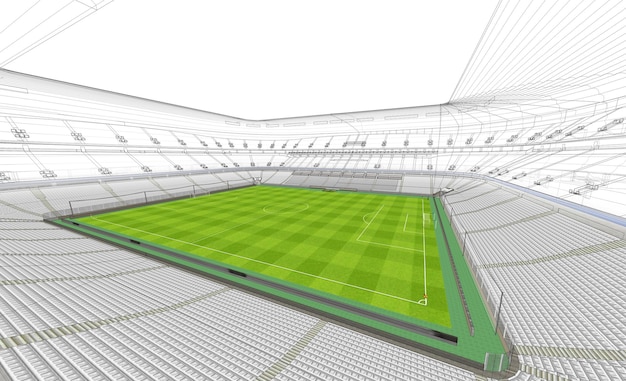 Wireframe 3d di stadio o arena sportiva. sfondo sportivo - illustrazione