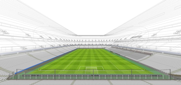 3D wireframe van stadion of sportarena. Sportachtergrond - Illustratie