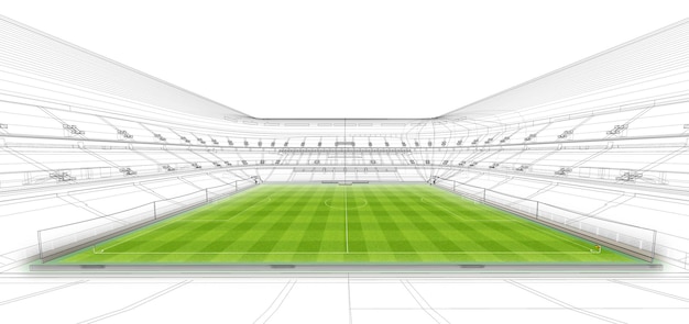 3D wireframe van stadion of sportarena. Sportachtergrond - Illustratie