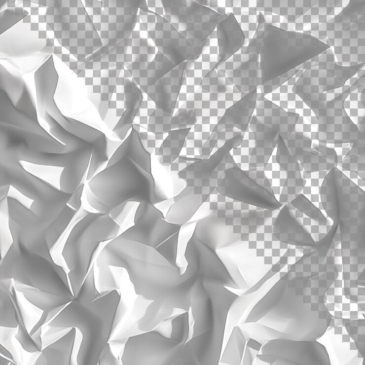 Foto 3d wit gekneusd papier geïsoleerd op doorzichtige achtergrond