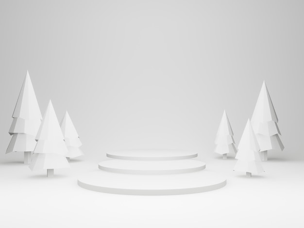 3D wit geometrisch kerstpodium