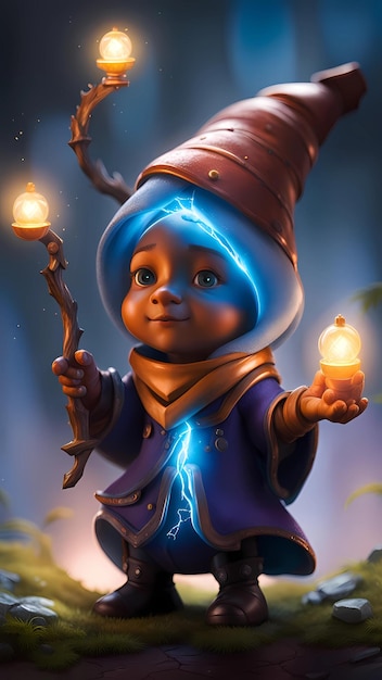 Photo 3d witch cartoon character illustration