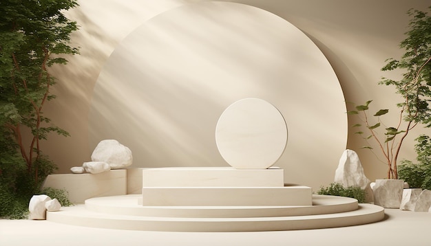 3D Witte stenen natuurproduct display podiumplatforms cosmetisch plaatsing studioplatform