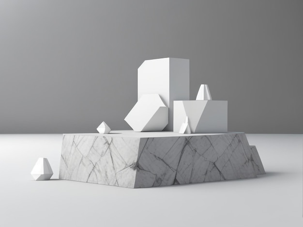 3D witte stenen podiumweergave creatieve illustratie