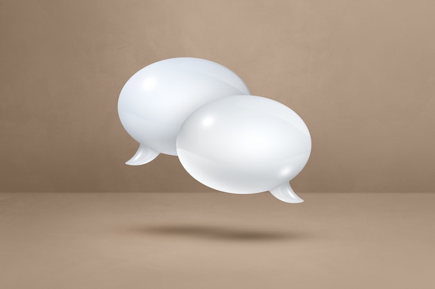 3D witte tekstballonnen geïsoleerd op beige background