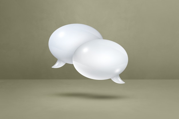 3D witte tekstballonnen geïsoleerd op een grijze achtergrond