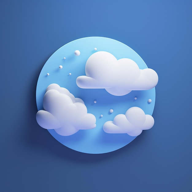 Foto 3d wolk logo icoon logo dun lang esthetische achtergrond cartoon vorm animatie