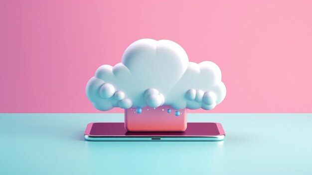 3D wolk pictogram minimalistische stijl cloud computing online service digitale technologie veiligheidsconcept