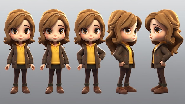 A 3d woman character 360 view