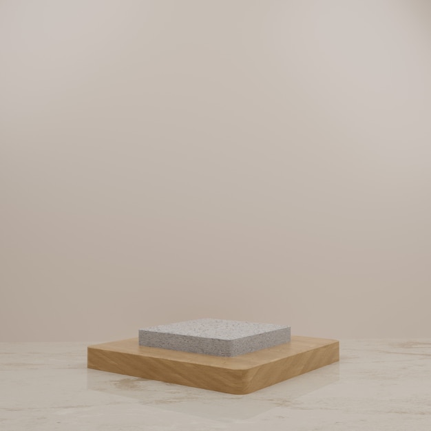 3d wood and marble Modern Mockup Podium