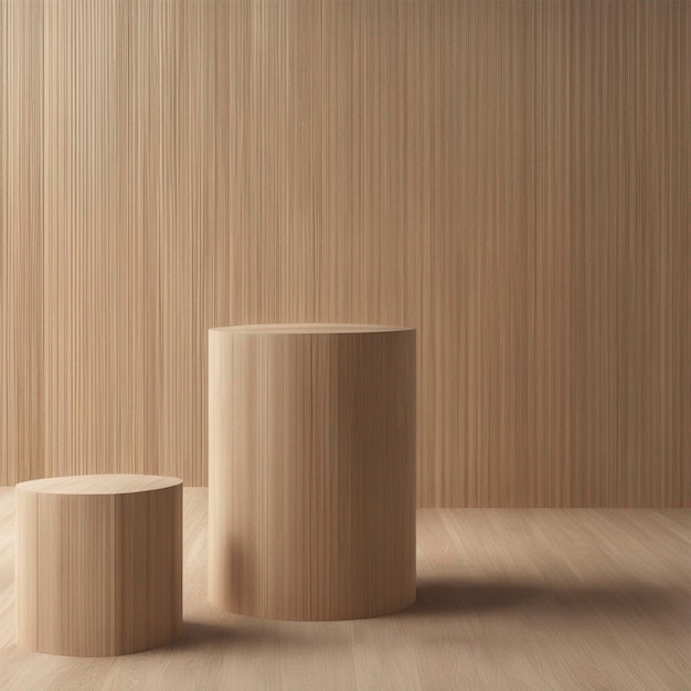 3d wood rendering minimalist podium ai generated