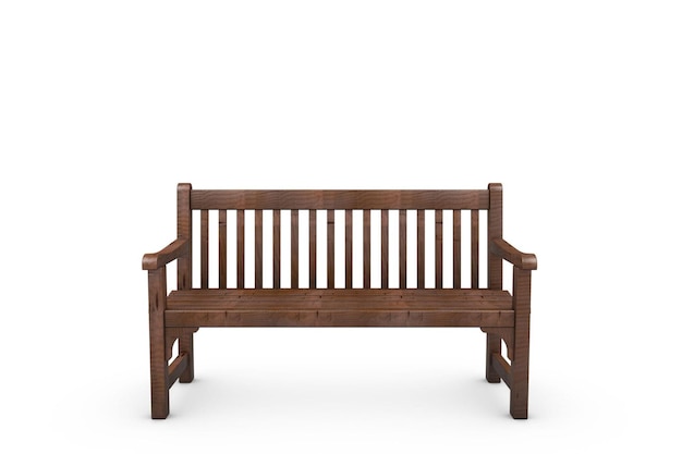 3D Wooden Bench white background