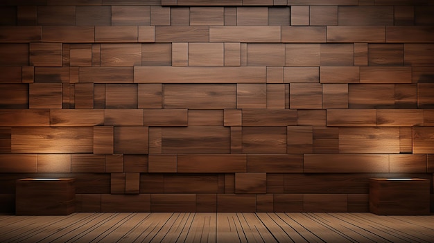 3d wooden block wallpaper background Generative Ai