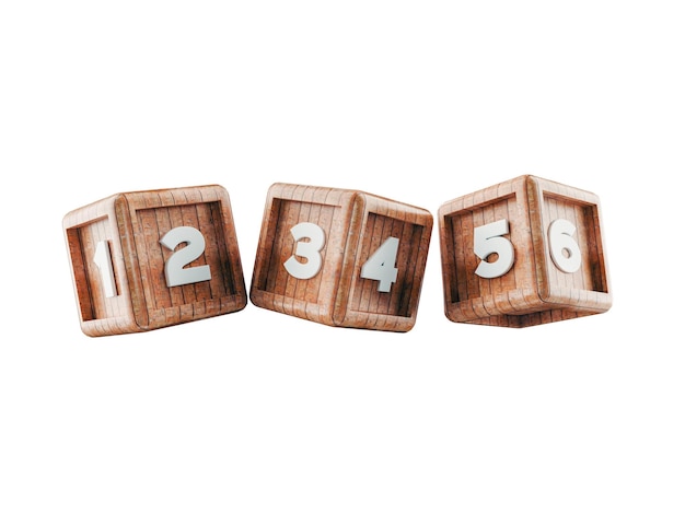 Photo 3d wooden building block cubes with numbers on them