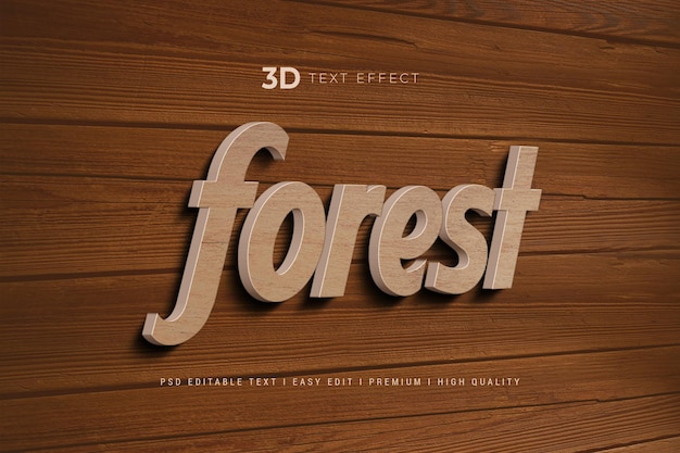 3D Wooden Forest Tekst Effect