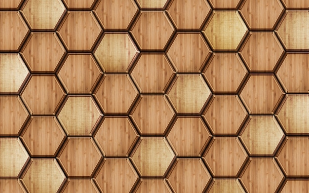 3d wooden Hexagon pattern illustration wallpaper  for mural wall decor