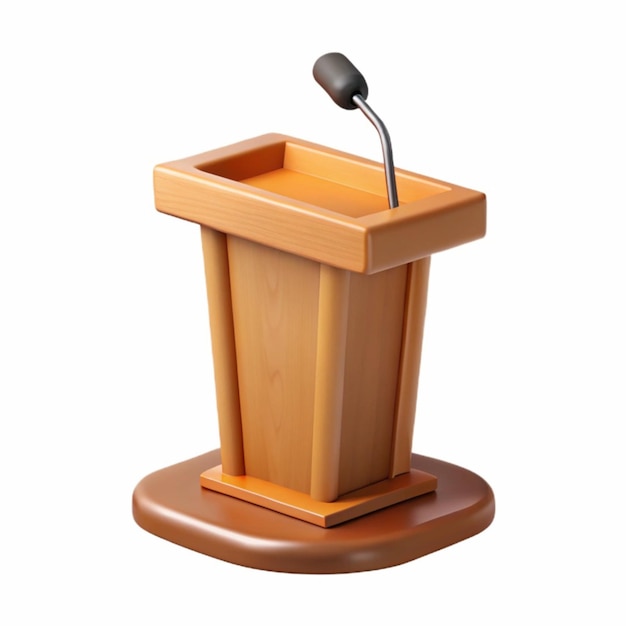 3d wooden podium icon for public speaking and events