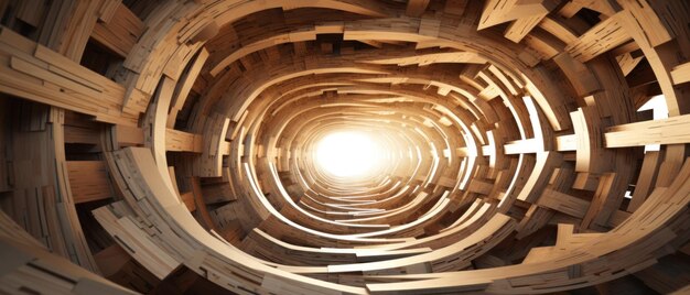 3D wooden structure with numerous holes