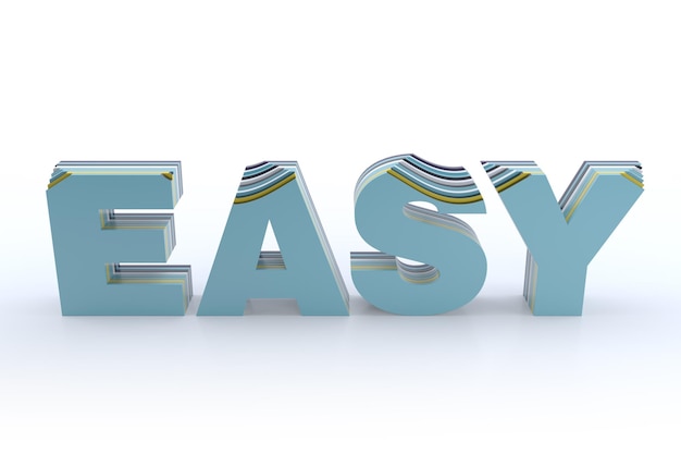 3D Word Easy на белом фоне. 3D-рендеринг