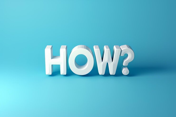 파란색 배경에 HOW의 3D 단어