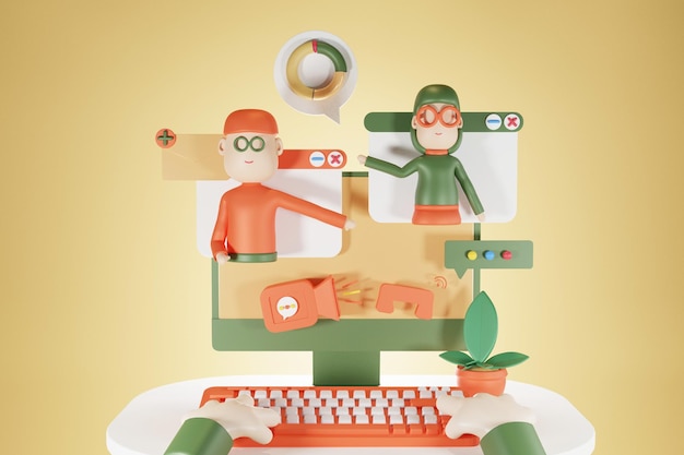 3d  work from home computer.
