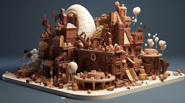 3d world chocolate day AI illustration