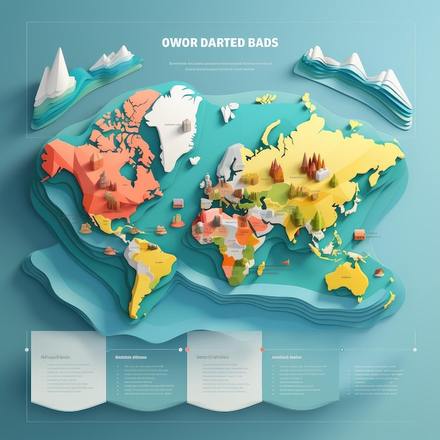 Foto mappa del mondo 3d per infografica