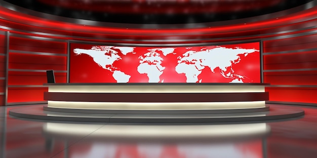 Photo 3d world news background digital world breaking news studio background for news