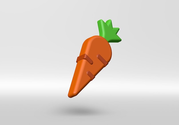 3D Wortelpictogram op grijze achtergrond