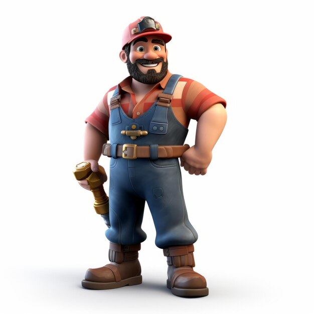 Photo 3d wyatt plumber an epic animated construction man