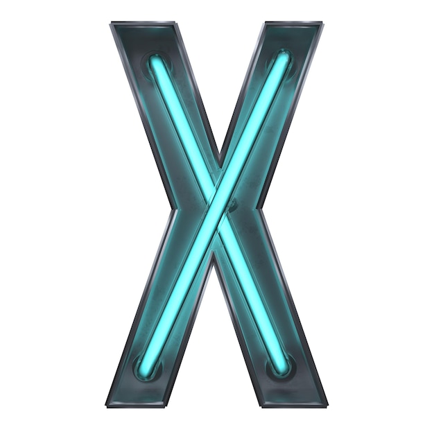 A 3D X Neon Letter Illustration isolated on a white background