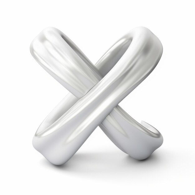 Фото Символ 3d x изолирован на белом жидком металлическом стиле