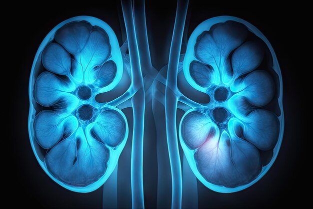 Photo 3d xray image of human kidneys