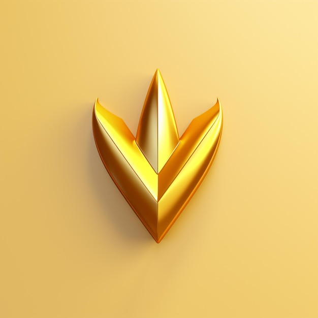 3d yellow arrow pointing down with shiny gold in the style of vray tracing multilayered texture texturerich surfaces