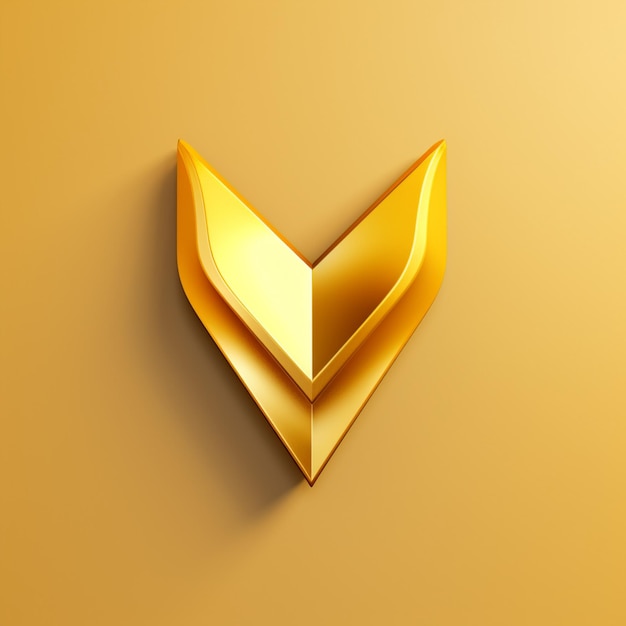 3d yellow arrow pointing down with shiny gold in the style of vray tracing multilayered texture texturerich surfaces