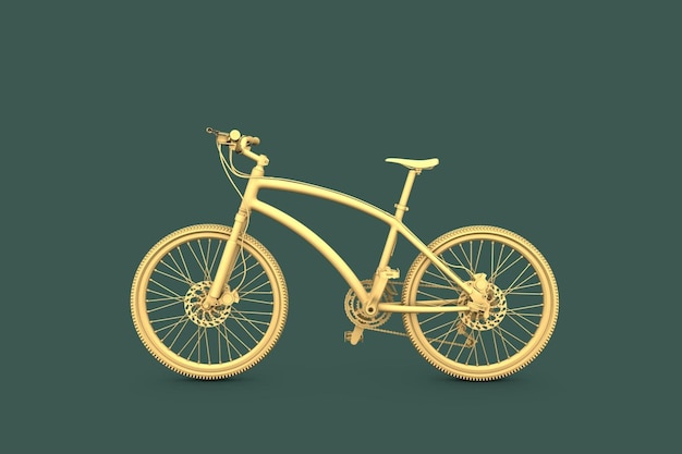 3D Yellow Bicycle On Green Background