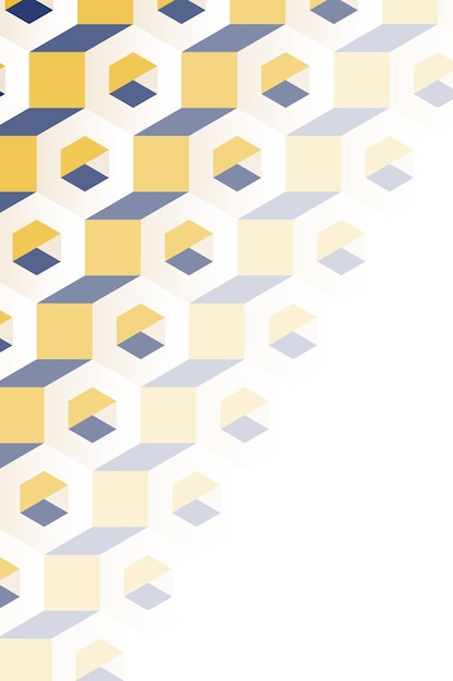 3d yellow and blue hexagonal pattern design element