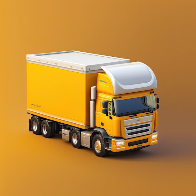 A 3d yellow cargo truck