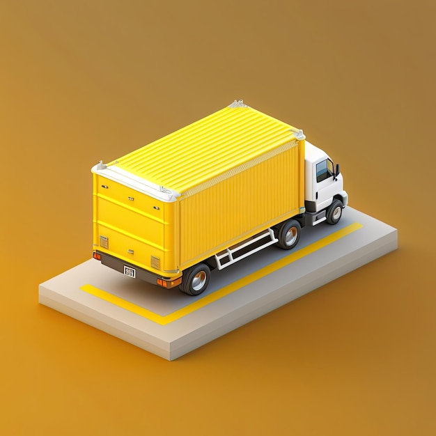 A 3d yellow cargo truck