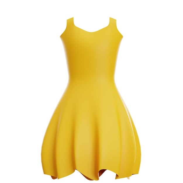 3d yellow elegant fashion dress design