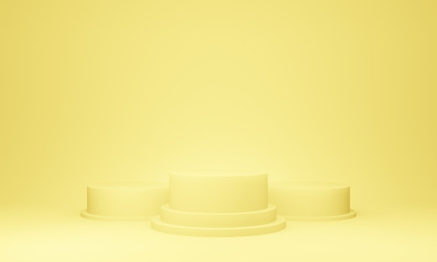 3D黄色の幾何学的なステージ表彰台