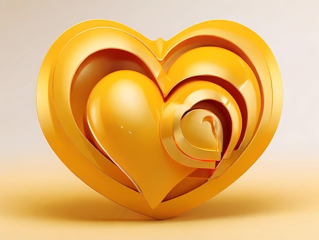 3d yellow heart icon element