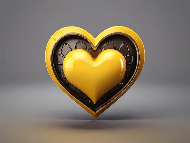 3d yellow heart icon element