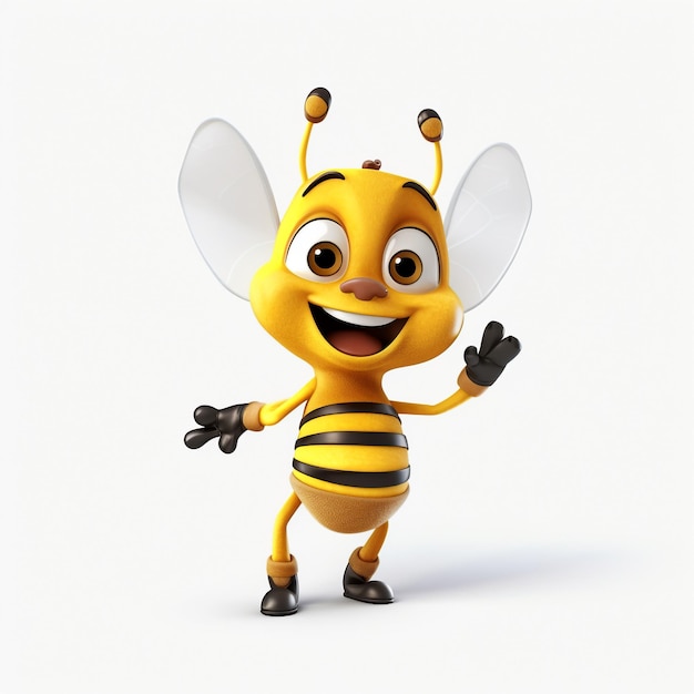 A 3D Yellow Honeybee Cartoon Character A Friend to All Who Love Nature generative ai