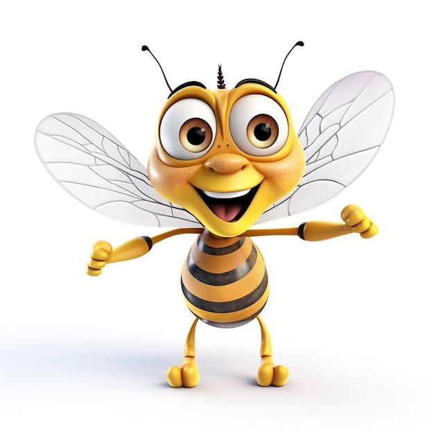 A 3D Yellow Honeybee Cartoon Character A Friend to All Who Love Nature generative ai