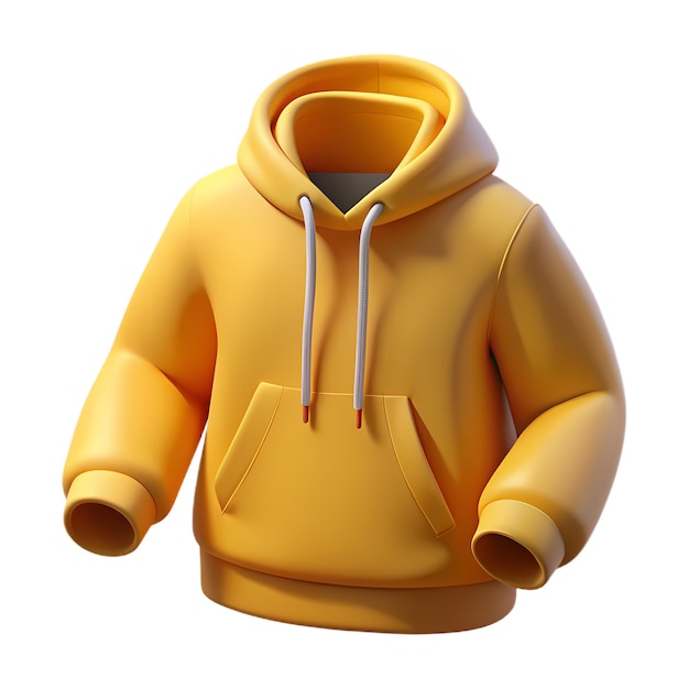 Photo 3d yellow hoodie icon modern casual wear illustration for fashion and apparel design trendy